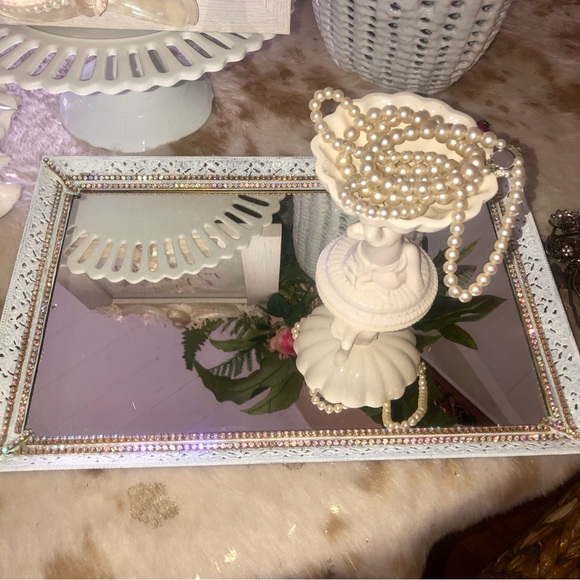 Vintage Shabby Chic Mirrored Vanity Tray - Picture 4 of 9